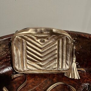 Michael Kors Gold Crossbody Bag; Adjustable Strap